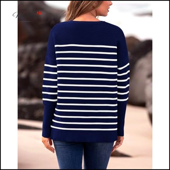 Loose Fit Ribbed Knit Pullover Sweater Batwing Sleeves Crewneck Casual - Picture 7 of 7